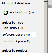 Click "Software, Optional" on Microsoft Update